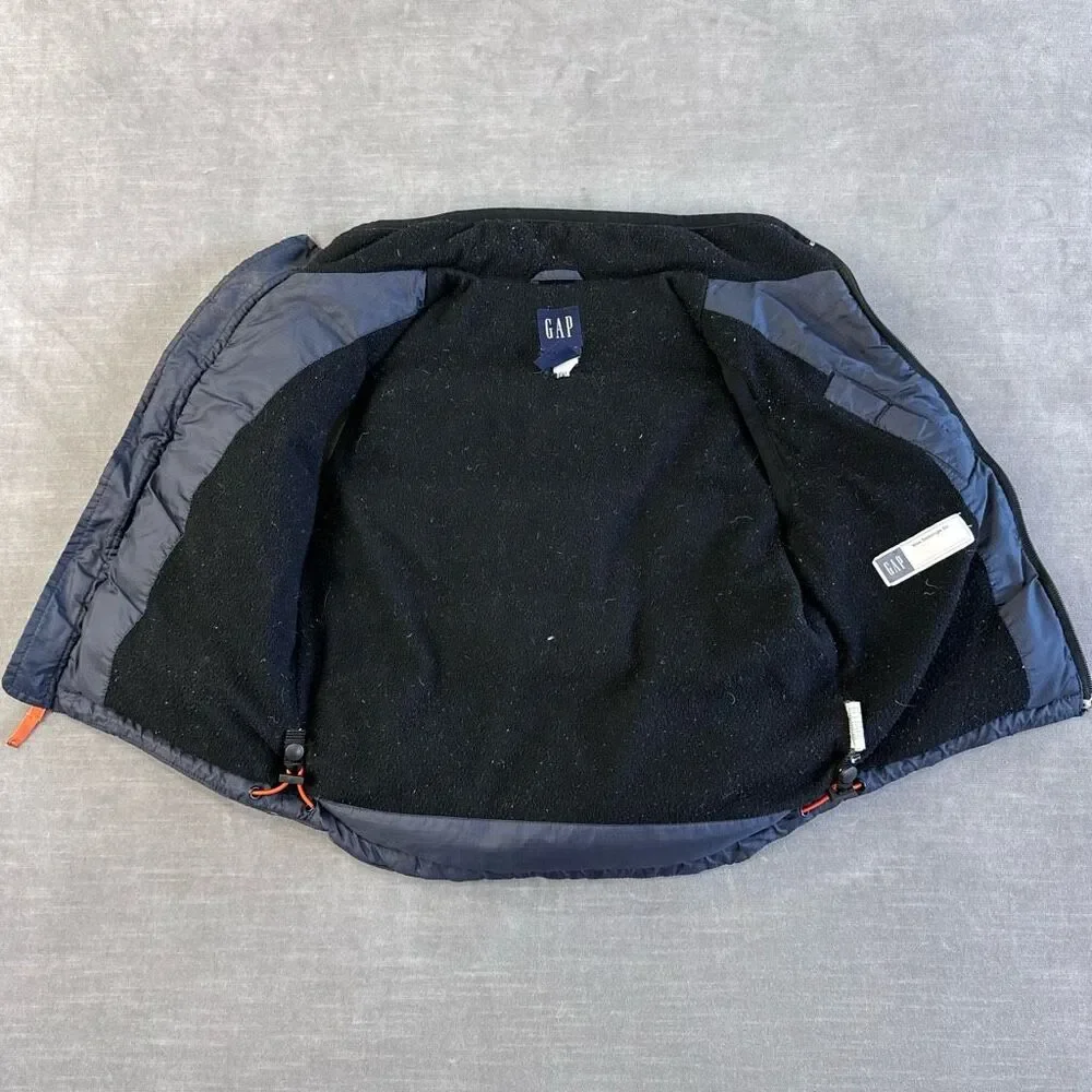 GAP Kids Jacket size XS (4) Navy DOWN Quilted Full Zip Fleece Lined‎ Puffer Vest